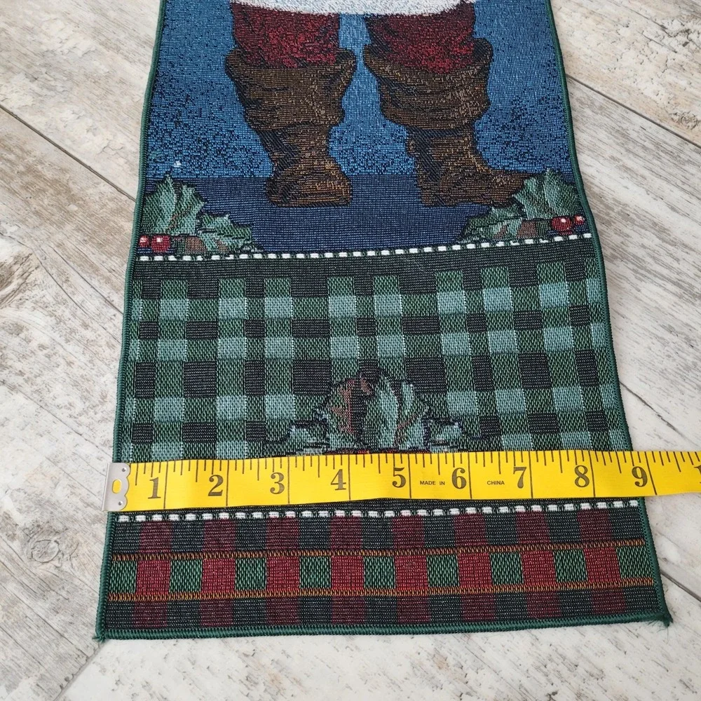 Christmas Wall Hanging Santa Claus Mohawk‎ Home Tapestry Decor Holly Vintage USA